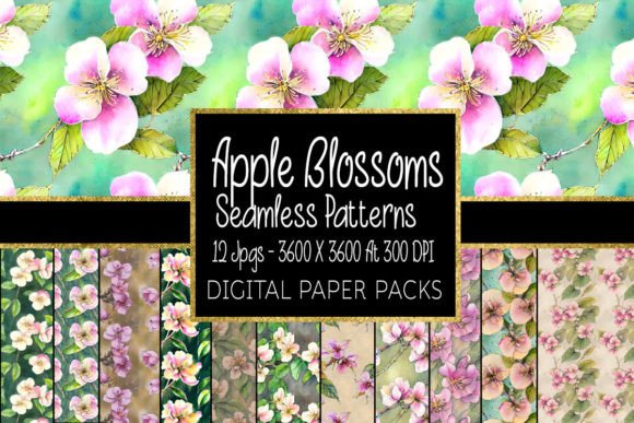 Apple Blossom Seamless Patterns