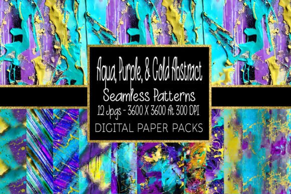 Aqua, Purple, and Gold Abstract Patterns: Elevating Design with Modern Color Dynamics