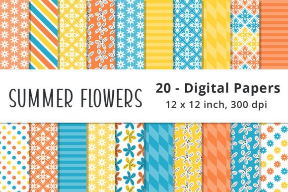 Blue Yellow Orange Floral Patterns for Summer Creations