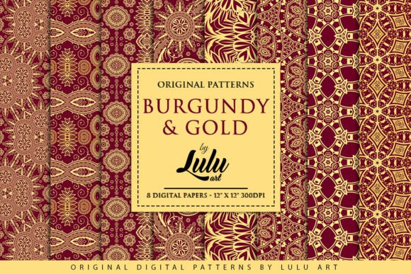 Burgundy and Gold Patterns: A Timeless Design for Digital Creativity