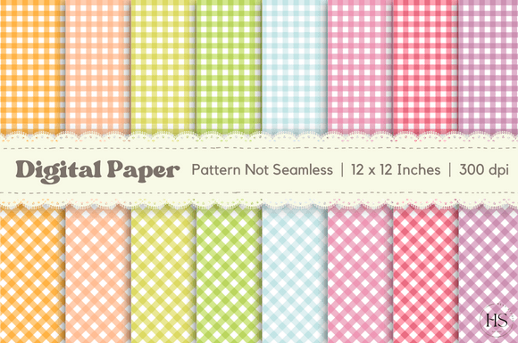Colorful Gingham Digital Paper Patterns