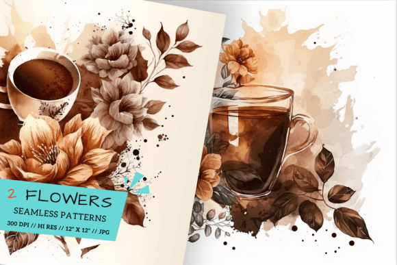 Cup of Coffee and Flowers Patterns: A Versatile Digital Paper Collection for Creative Professionals