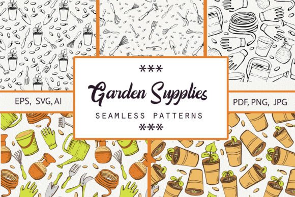 Garden Supplies. Seamless Patterns