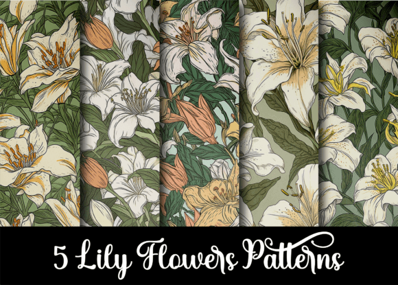 Lily Flower Seamless Patterns