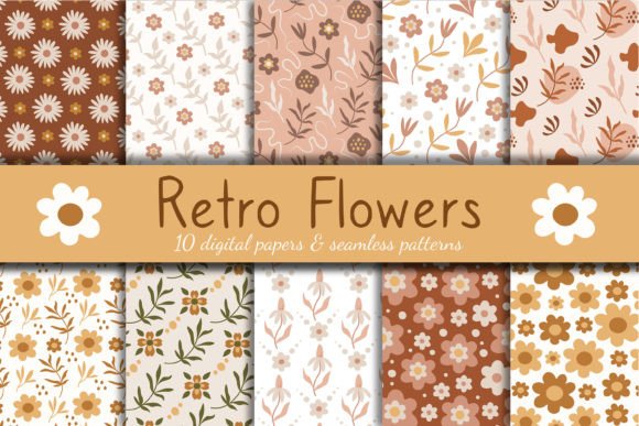 Retro Flowers Digital Papers Patterns: A Versatile Asset for Creative Projects