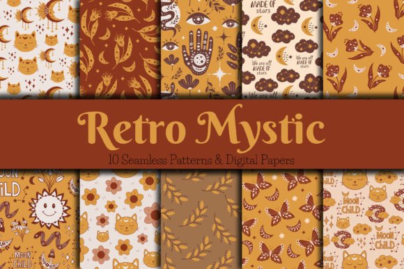 Retro Mystic Patterns Digital Papers: A Timeless Blend of Vintage Mysticism and Modern Design