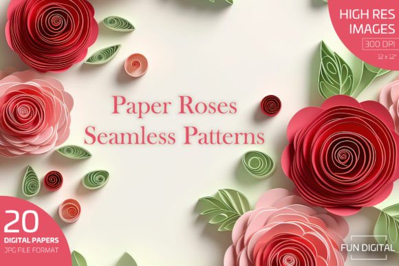 Rose Made of Paper Seamless Patterns