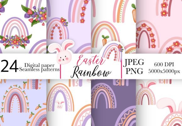 Spring Easter Rainbow Seamless Patterns: A Versatile Design Resource for Creators and Entrepreneurs