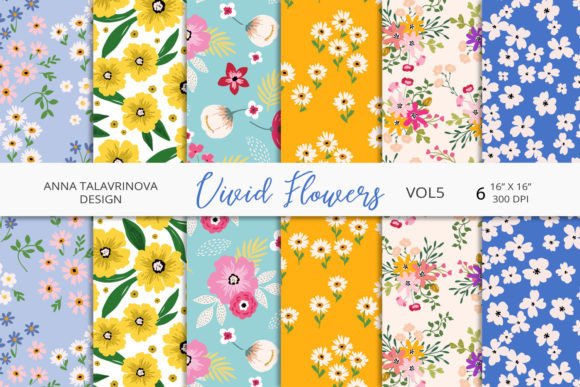Vivid Flowers Seamless Patterns Vol5