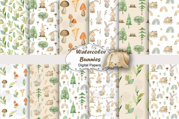 Watercolor Bunnies, Seamless Patterns: A Strategic Design Asset for Creative and Commercial Use