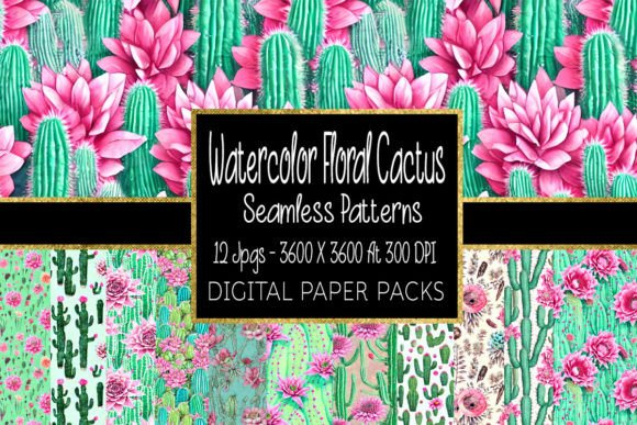 Watercolor Floral Cactus Patterns: A Versatile Design Resource for Creative Projects