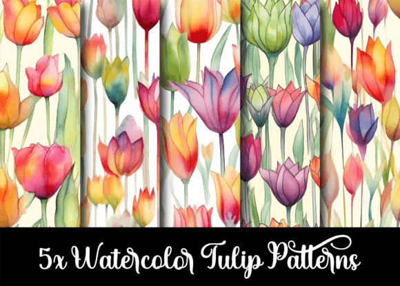 Watercolor Tulip Flower Patterns: A Versatile Design Element for Creative Projects